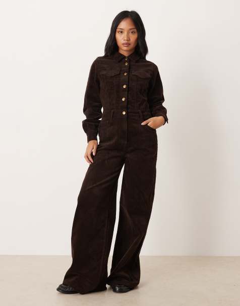 Nobody's Child Petite cord jumpsuit in brown - view 1