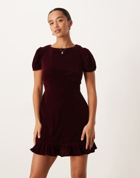 Nobody's Child Petite - Cosmo - Bordeaux minikjole i velour - view 1