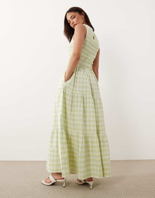 slim fit dress slacks Gingham Print Maxi Dress main image 0