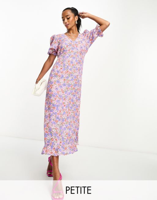 Petite Mixed Floral Wrap Midi Dress