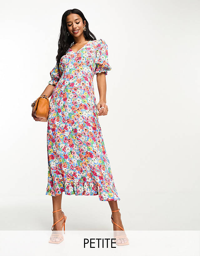 Nobody’s Child Petite - Nobody's Child Petite Delilah puff sleeve midi dress in bright floral