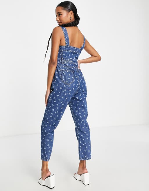 Nobody's Child Petite - Denim jumpsuit in blauw, 2 van 4