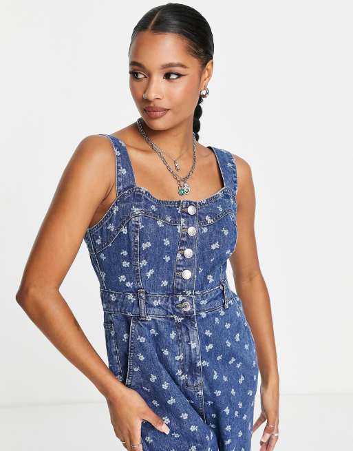 Nobody's Child Petite - Denim jumpsuit in blauw, 4 van 4