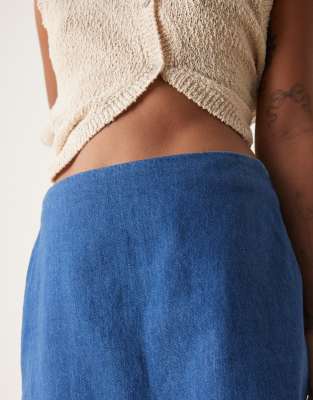 Nobody's Child Petite Denim Pelmet Mini Skirt In Blue