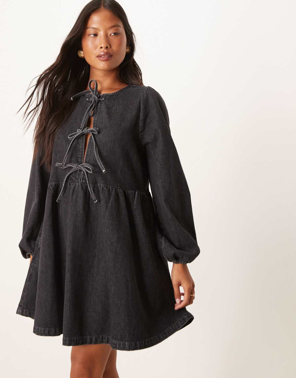 Nobody's Child Petite Eden denim mini dress in mid wash
