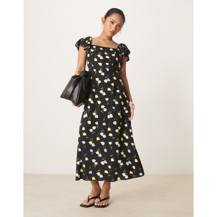 lace peplum midi dress Yellow Lace Peplum Midi Dress