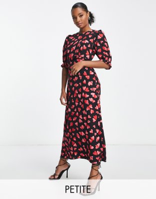 Nobody's Child Petite Felicia heart print midi dress in red - ASOS Price Checker