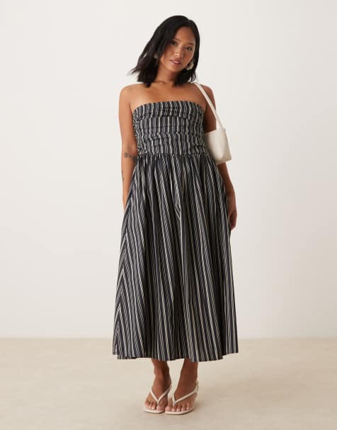 Nobody's Child Petite Felicity midi dress in blue stripes - view 1