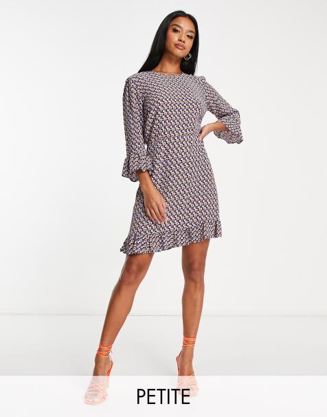 Nobody's Child Petite Fleur frill sleeve mini dress in geometric print - view 1