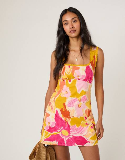 Nobody's Child Petite floral ciara mini dress in multi - YELLOW - view 1