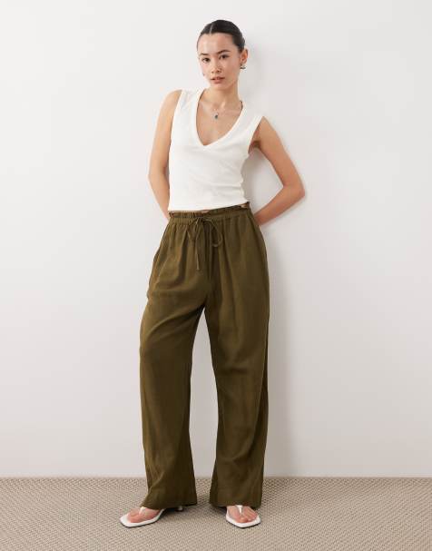 Nobody's Child Petite – Fosse – Spodnie z domieszką lnu w kolorze khaki - view 1