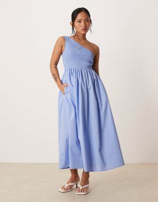 Georgia one-shoulder midaxi dress in blue
