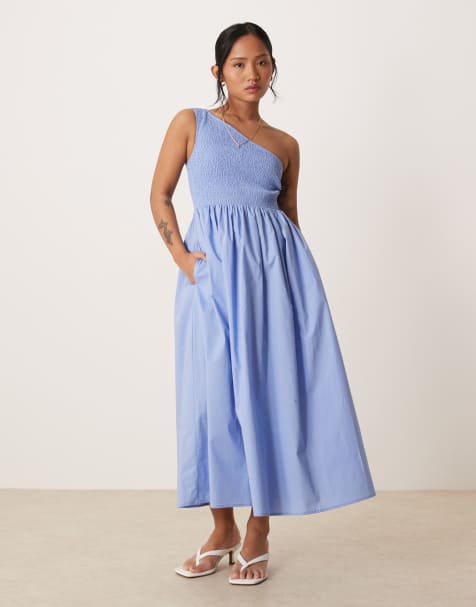 Nobody's Child Petite Georgia one shoulder midaxi dress in blue
