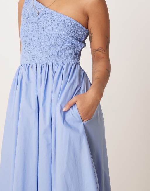 Nobody's Child Petite Georgia one shoulder midaxi dress in blue | ASOS