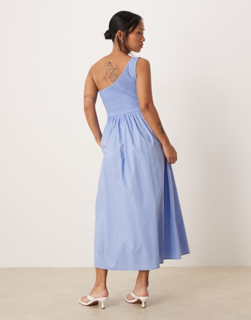 Nobody's Child Petite Georgia one shoulder midaxi dress in blue | ASOS