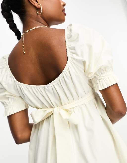 Nobody's Child Petite Ginger babydoll midi dress in cream | ASOS