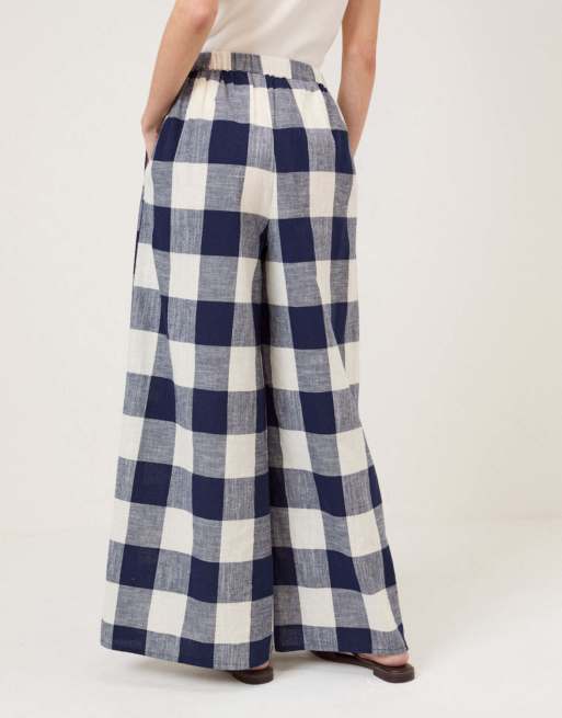 Nobody's Child Petite Gingham wide leg trousers in blue - MBLUE, 2 of 5