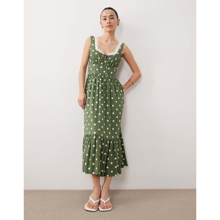 green emerald velvet dress Polkadot green linen swing dress 1950s inspired – heartmycloset