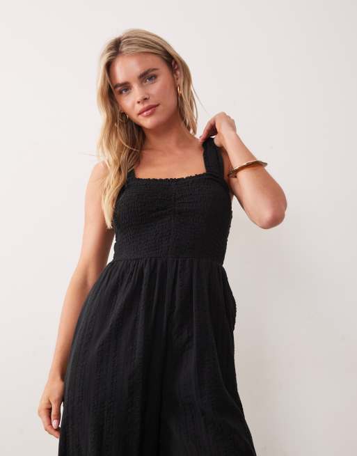 Nobody's Child Petite - Helena - Sort jumpsuit i bomuld med vide ben, 4 af 4