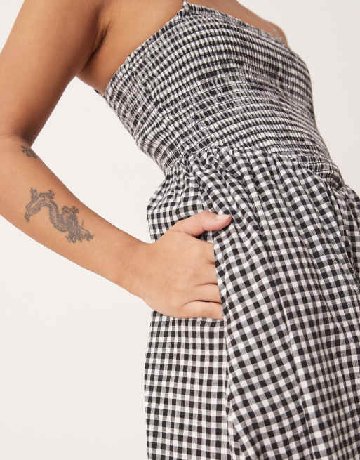 Nobody's Child - Petite - Imogen - Midi-jurk met bandjes in mono gingham, 3 van 4