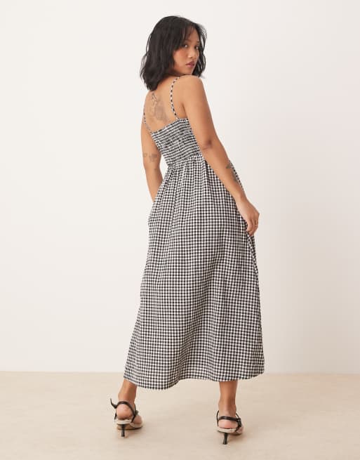 Nobody's Child Petite - Imogen - Midikjole med stropper og sort/hvidt gingham-tern, 2 af 4
