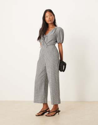 Nobody's Child Petite Indie Wide Leg Jumpsuit In Black