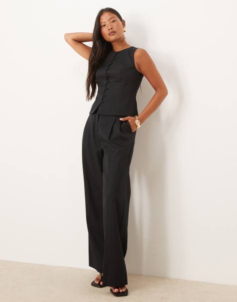 Nobody's Child Petite Jax wide leg trousers co-ord in black