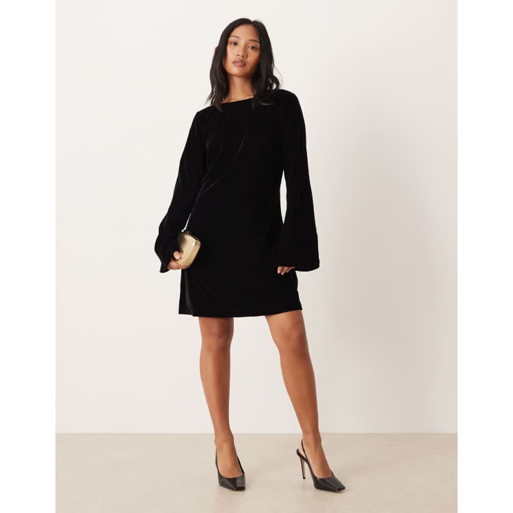 Nobody's Child Petite Jolene velvet tie back mini dress in black