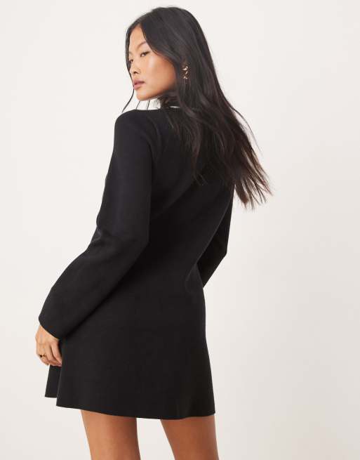 Nobody's Child Petite knitted collar mini shift dress in mono | ASOS