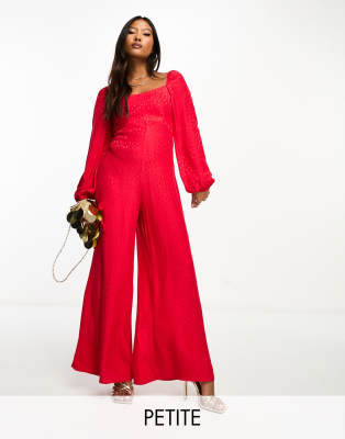 Nobody’s Child Petite Nobody's Child Petite Lettie jacquard jumpsuit in red