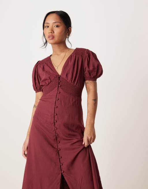 petite burgundy midi dress Athens Burgundy main image 1