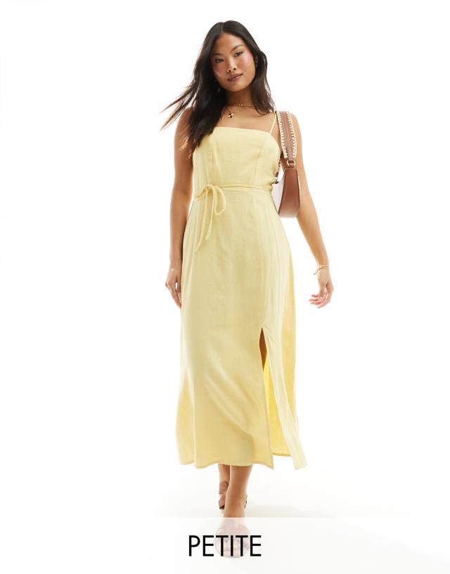 Nobody’s Child Petite - Nobody's Child Petite Maddy linen mix midi dress in butter