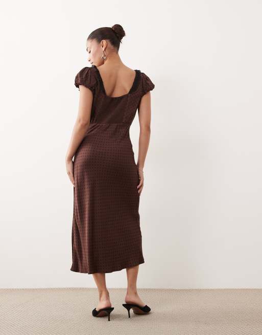 petite brown midi dress Petite Dorothy Spot Midi Dress