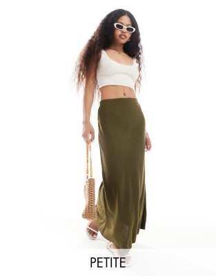 Nobody’s Child Petite Mila midaxi skirt in khaki-Green