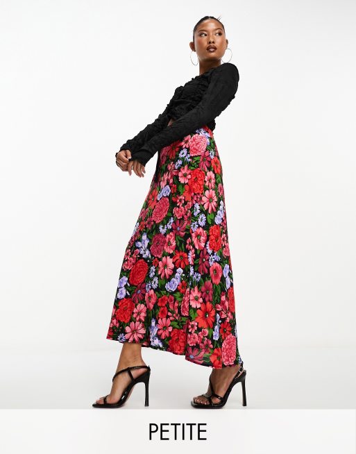Nobody's Child Petite - Mila - Midi rok van satijn in bloemenprint