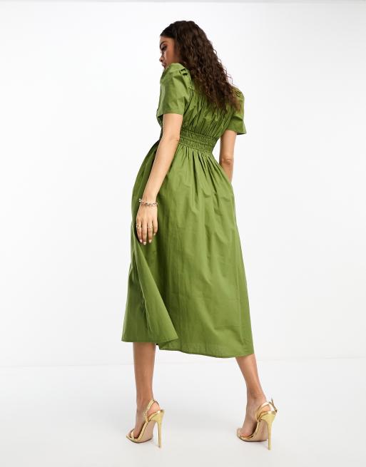 Nobody s Child Petite Natalia midi dress in olive