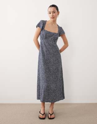 Nobody's Child Petite Nora Print Midi Dress In Blue