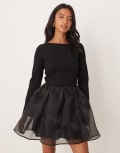 [Nobody's Child Petite] Nobody's Child Petite Penny scoop neck mini dress in black 4 BLACK