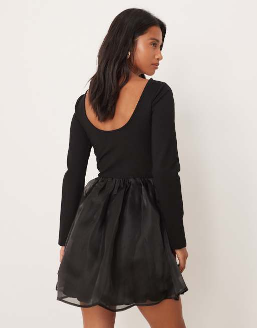 Nobody's Child Petite Penny scoop neck mini dress in black ASOS