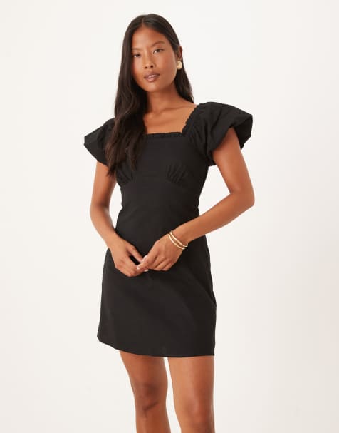 Nobody's Child Petite ramona flutter sleeve mini dress in black - view 1