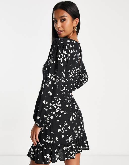 Nobody's Child Petite - Robe courte - Noir à imprimé cœurs, 2 de 4