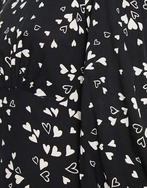 Nobody's Child Petite - Robe courte - Noir à imprimé cœurs, 3 de 4
