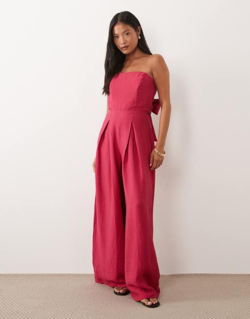 Nobody's Child Petite Rory linen mix tailored bandeau jumpsuit in