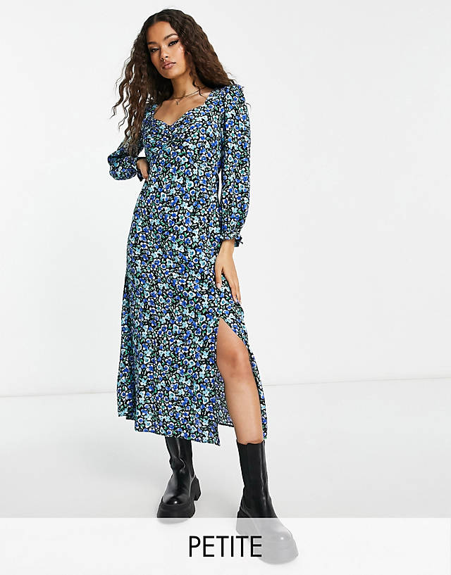 Nobody’s Child Petite - Nobody's Child Petite Rosie sweetheart midi tea dress in blue and green floral