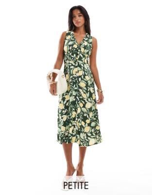 Nobody’s Child Petite Nobody's Child Petite Sandra sleeveless midi dress in lemon print-Multi