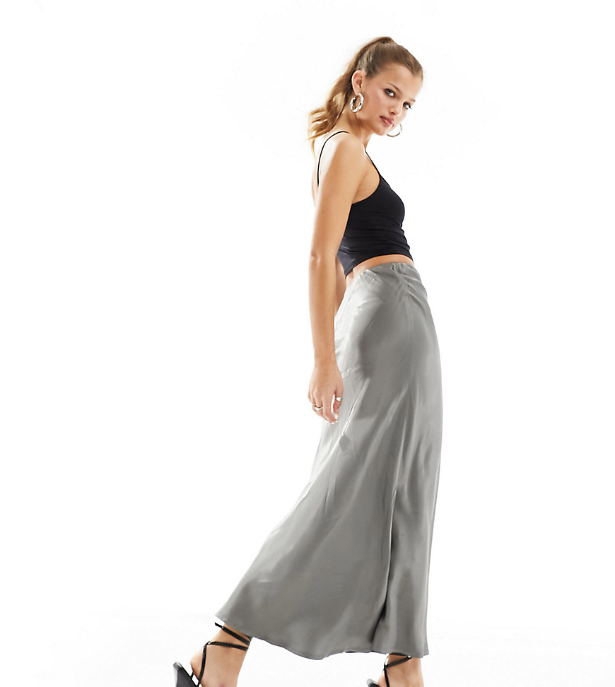 Nobody’s Child Petite Nobody's Child Petite satin maxi skirt in silver