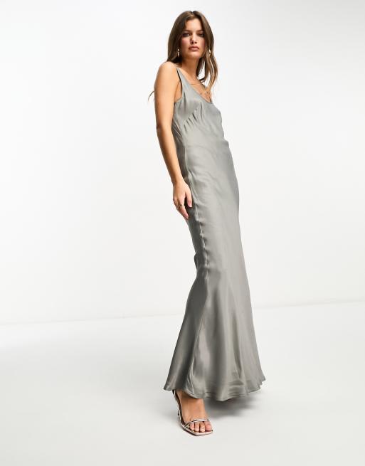 Silver slip outlet maxi dress