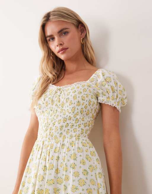 Nobody's Child Petite – Savanna – Midikleid in Elfenbein mit Blümchenmuster, 4 von 4