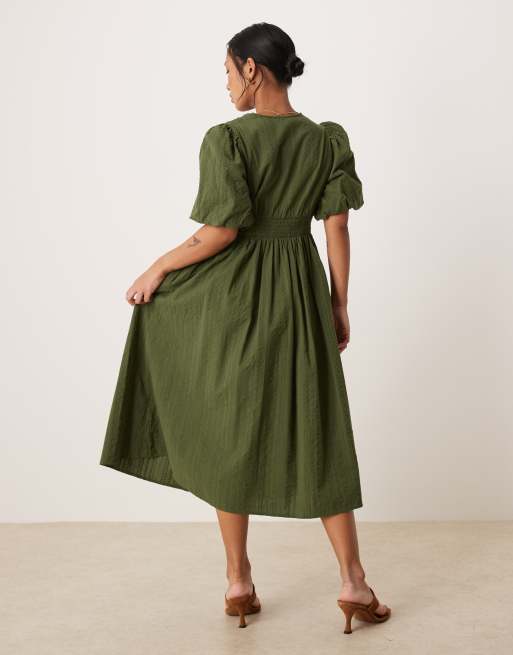 Nobody's Child Petite - Scarla - Robe mi-longue nouée - Kaki, 3 de 4
