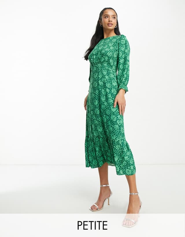 Nobody’s Child Petite - Nobody's Child Petite Selena long sleeve midi dress in green floral